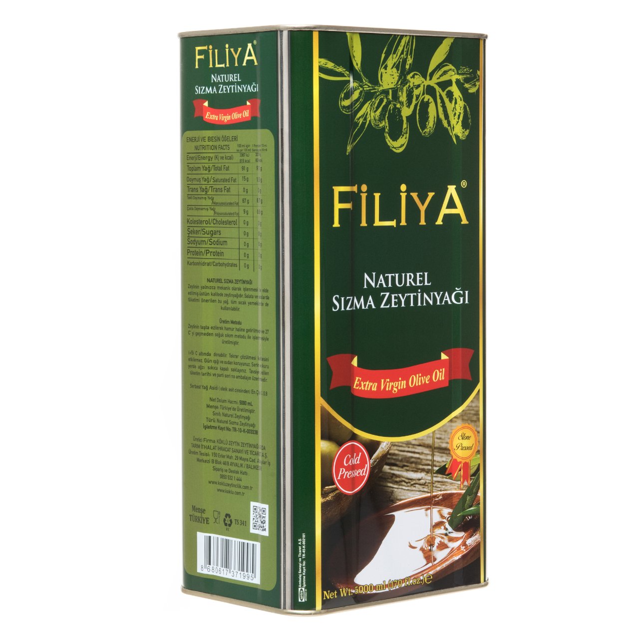 5 Lt Filiya Soğuk Sıkım Natürel Sızma Ayvalık Zeytinyağı