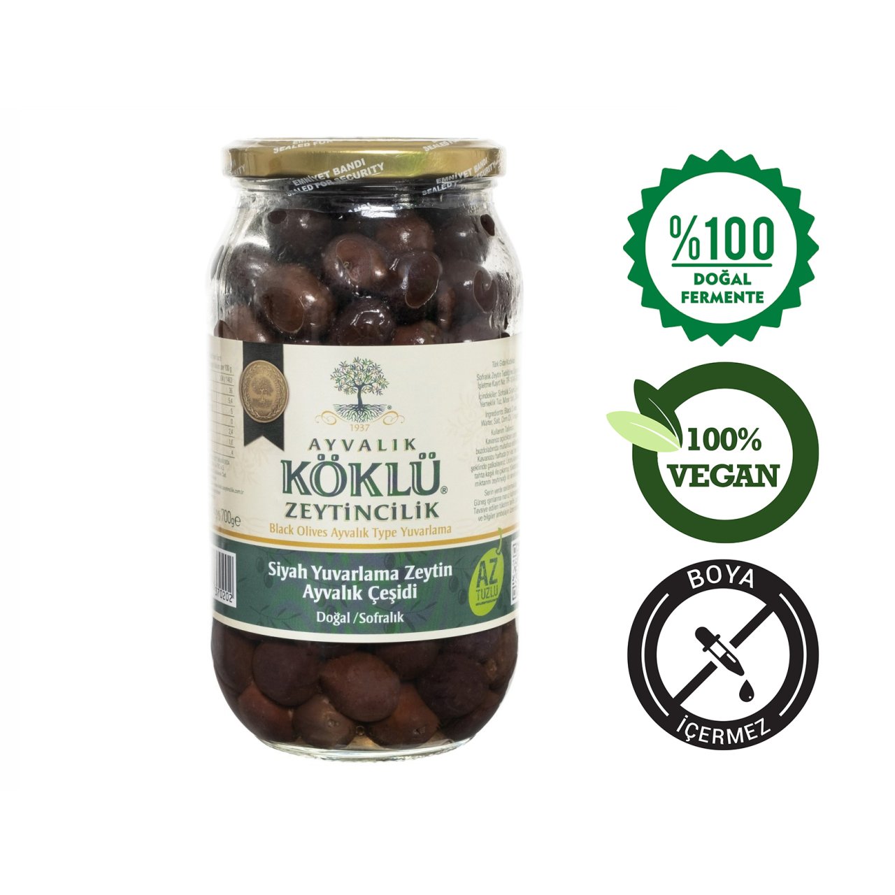 Az Tuzlu Ayvalık Yuvarlama Zeytin 1000 cc Cam Kavanoz